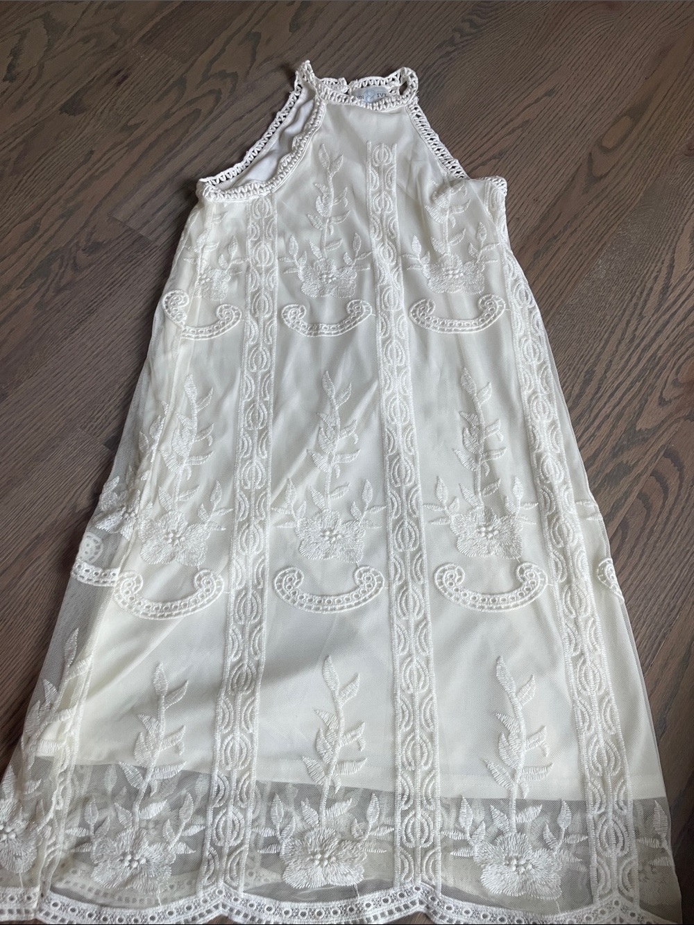 Women's Ivory Lace Halter Dress